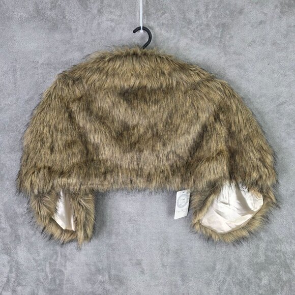 Womens Aukmla Brown & Black Faux Fur Wrap Stole Polyester Acrylic Blend One Size - Picture 4 of 7